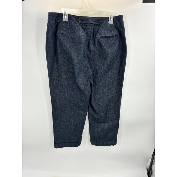 Loft Womens Size 12 Julie Fit Dark Wash Cropped Trouser Pants Casual Work - Picture 3 of 6